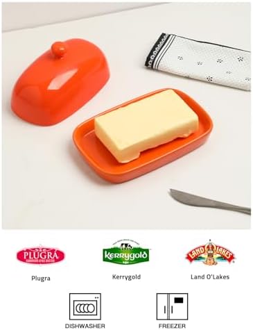 Sweejar 7.1" Butter Dish with Lid,Ceramic Butter Dish With Knob Handle