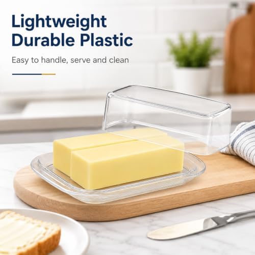 Butter Dish with Lid, Plastic Butter Keeper for Countertop and Fridge