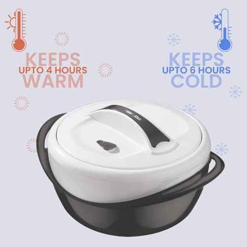 Pinnacle Large Insulated Casserole Dish with Lid 3.6 qt. Elegant Hot Pot Food Warmer/Cooler -Thermal Soup/Salad Serving Bowl Stainless Steel Hot Food Container–Best Gift Set for Moms