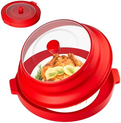 2 in 1 Microwave Splatter Cover, Large Plastic & Silicone Collapsible