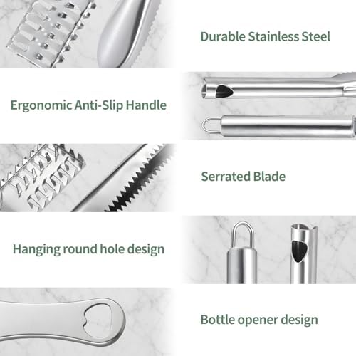 4 PCS Fish Scaler, Stainless Steel Fish Scale Remover, Fish Descaler