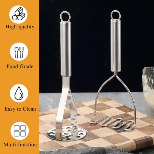 Potato Masher Stainless Steel 2pcs, Mashed Potato Masher Kitchen Tool
