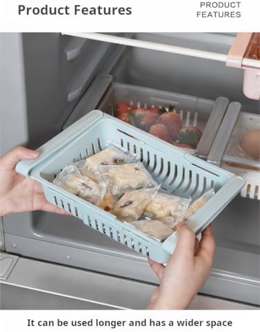 2 Pack Expandable Refrigerator Organizer Bins, Sliding Fridge Storage