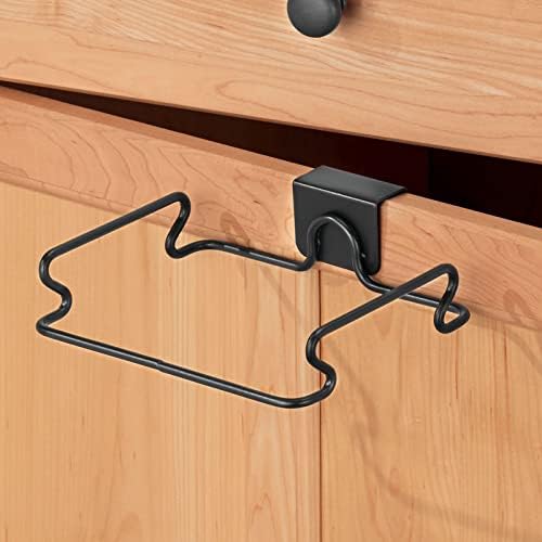mDesign Over the Cabinet Metal Wire Small Garbage Container, Trash Bag