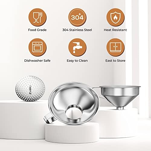Pisol Stainless Steel Funnel Set for Mason Jars and Bottles with