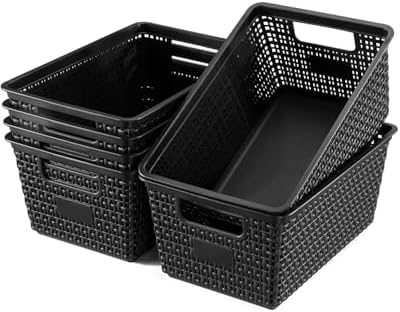 EOENVIVS Set of 6 Baskets For Organizing, Plastic Storage Bins and