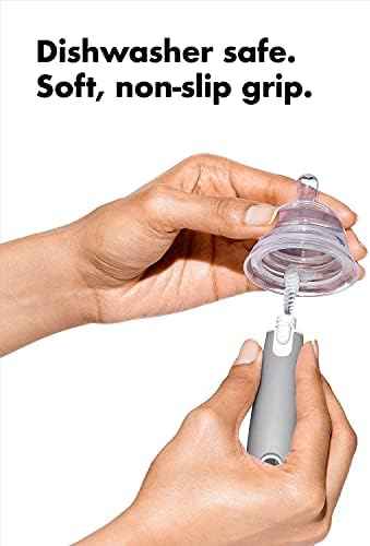 OXO Tot Baby Bottle Brush with Nipple Cleaner, Gray 2-Pack