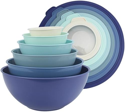 COOK WITH COLOR Mixing Bowls with TPR Lids - 12 Piece Plastic Nesting