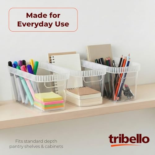 Tribello Narrow Storage Bins – Slim, Clear Plastic Storage Basket