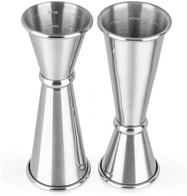 2-Piece Dual-Sided Bartending Jigger Set - 1oz & 2oz Measured