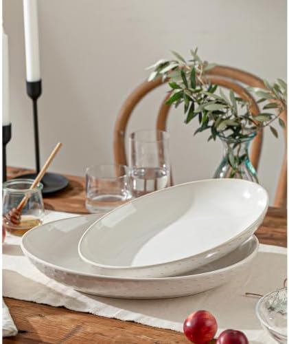 Ceramic Serving Bowls Set of 2, Serving Platters for Entertaining, Diamond