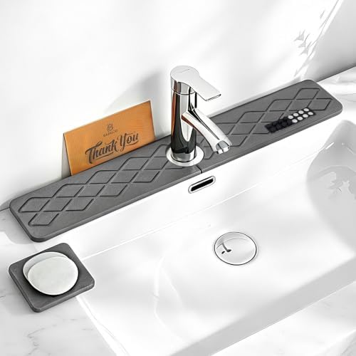 Faucet Mat for Kitchen Sink, Splash Guard with Cup Coaster
