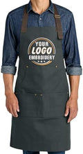 TEEAMORE Custom Workwear Apron with Pockets Logo Text Embroidered &