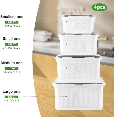 Freshmage Fruit Storage Containers, 4 PCS