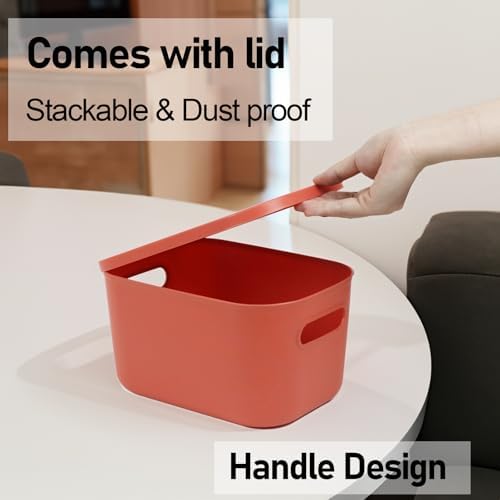 6Pcs Small Storage Bins with Lids, 6 Color