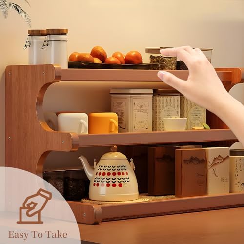 3-Tier Bamboo Mug Organizer for Cabinet, Countertop Coffee Cup Holder