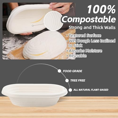 11" Oval Banneton Bread Proofing Basket Set – Sourdough Baking
