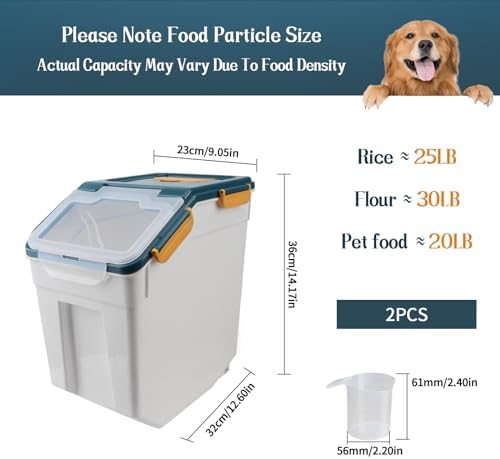 2 Pack Large Flour Storage Container 25 lb, Airtight Food Storage Bins