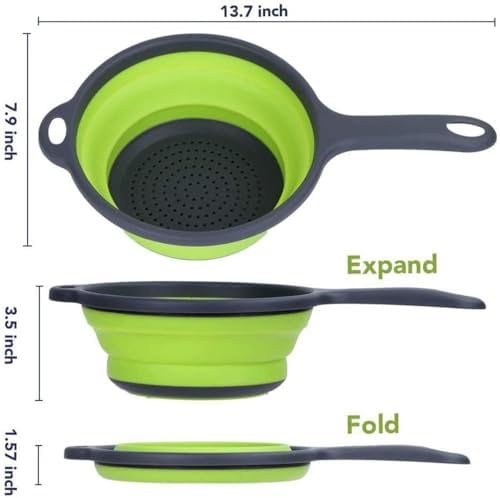 Collapsible Colander and Strainer, Plastic Sturdy Base, Space-Save
