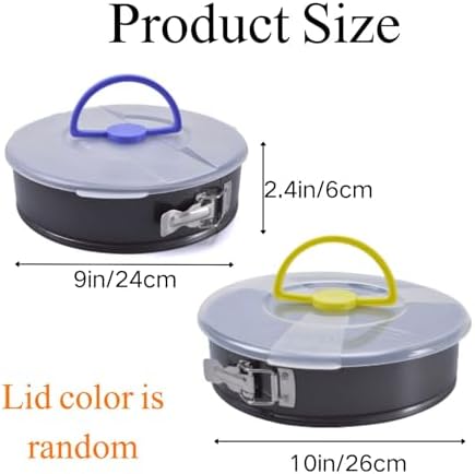2Pcs Springform Pan Set with Lids, 9 and 10 Inch Nonstick Carbon Steel