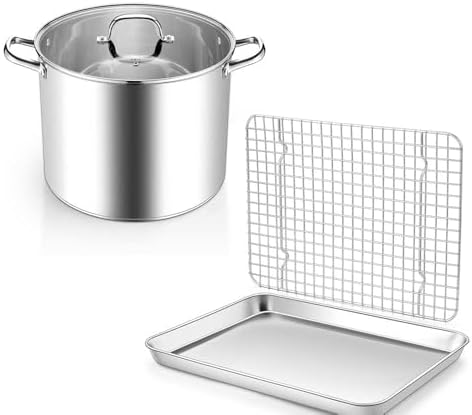 Baking Sheet with Rack & Pot Set, Homikit Stainless Steel Quarter