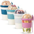 4 Pack Reusable On The Go Yogurt Parfait Cups, Breakfast Plastic