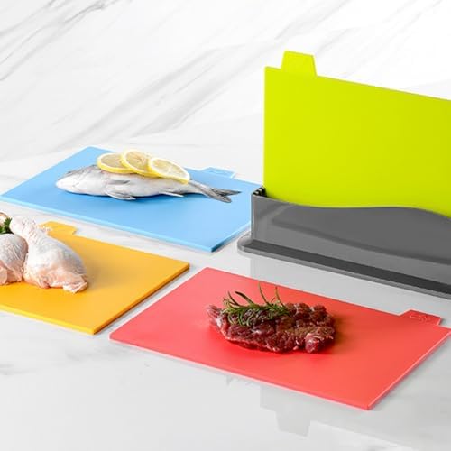 4pcs Plastic Cutting Board Set, Color-Coded Chopping Boards for Meat