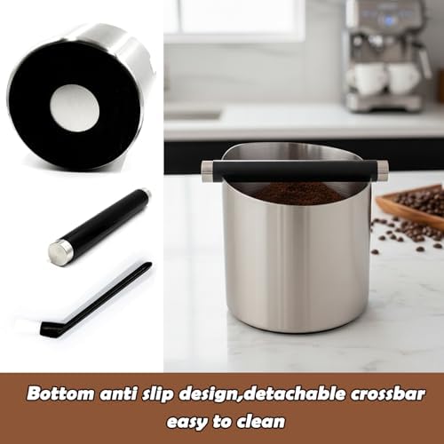 Espresso Knock Box with Scoop,2L Stainless Steel Coffee Puck Container