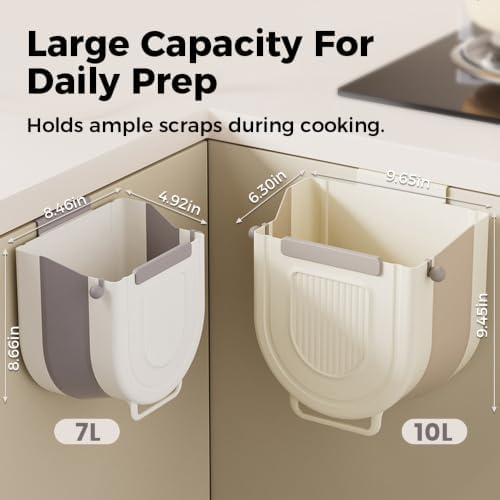 Multipurpose Hanging Collapsible Trash Can, Gray, 2.64Gal