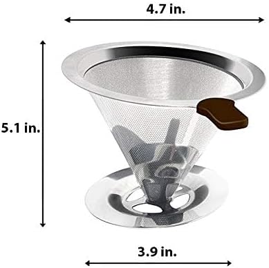 Mixpresso Pour Over Coffee Cone Dripper with Cup Stand - Paperless and