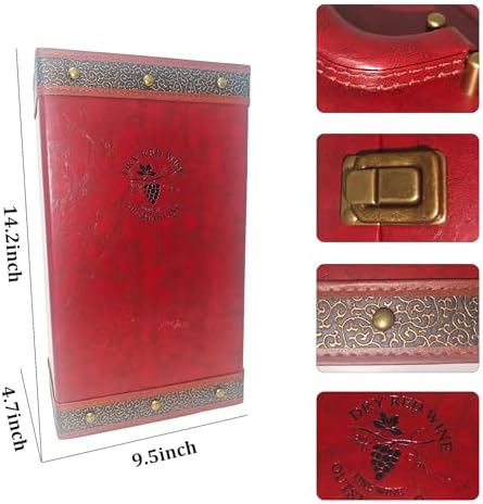 Wine Gift Box with 4PCS Wine Accessories Set,Portable 2 Bottle Wine