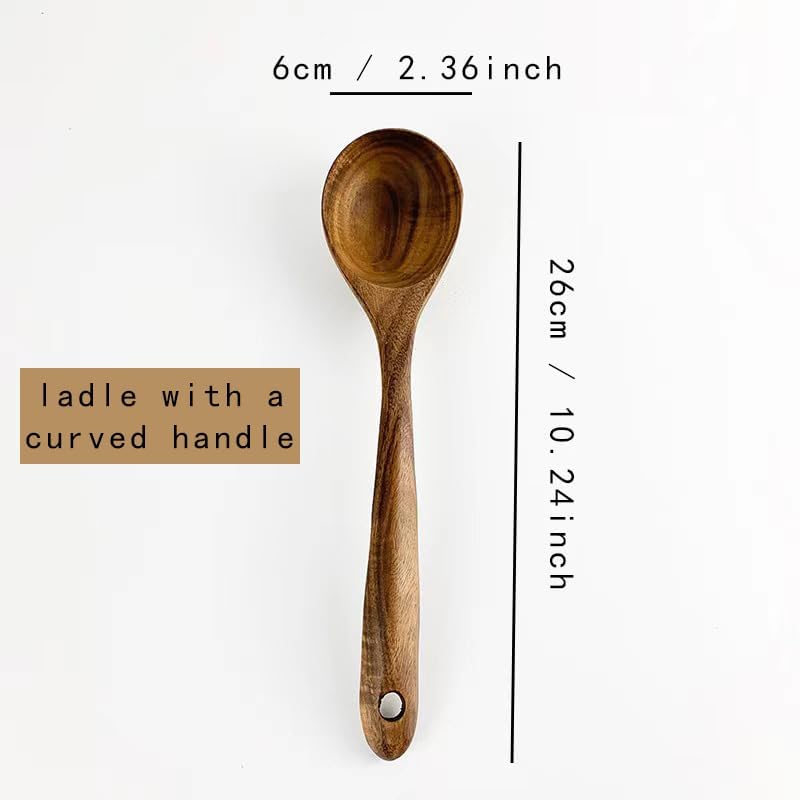 Souped Up Recipes 6 Piece Natural Teak Wooden Kitchen Utensils Set