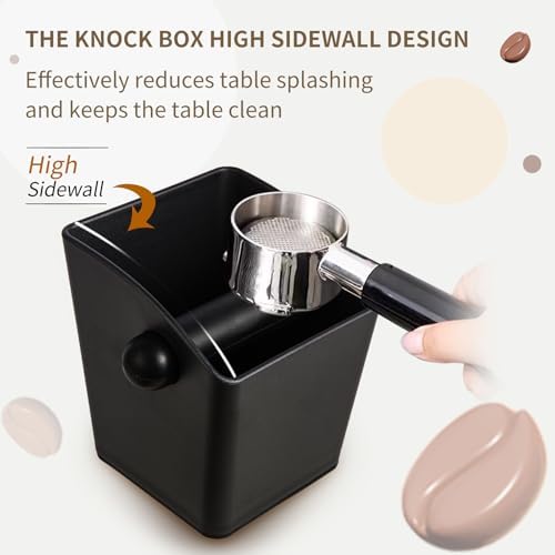 IAOSEN Espresso Knock Box Square High Side Wall Splash Prevention