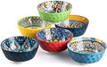 HENXFEN LEAD Ceramic Snack, Dessert Bowls Set of 6-12 Oz Colorful