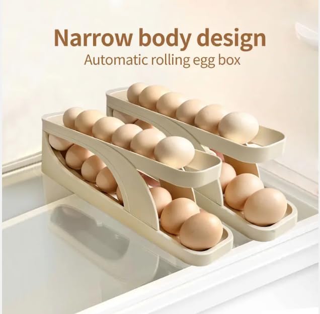 Egg Dispenser for Refrigerator or Kitchen Countertop, Automatic Roll