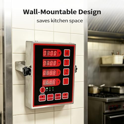 Commercial Kitchen Timer, 4-Channel, Stainless Steel