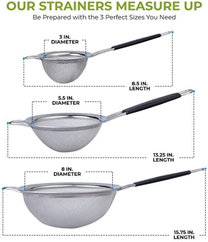 LiveFresh Food Strainer Set - Premium Fine Stainless Steel Fine Mesh