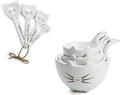 White Cat Measuring Cups & Spoons Gift Set – Ceramic Kitchen Tools by VOTUM