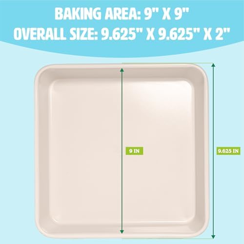 Tasty Clean Ceramic Square Cake Pans Set, 2-Pack of 9-Inch Cake Pans