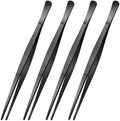 Yaomiao 4 Packs 8 Inch Cooking Tweezers Bar Kitchen Tongs, Black