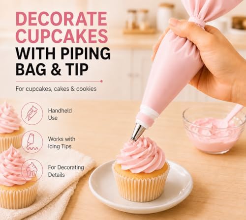 15-Piece Cake Decorating Kit, Piping Bags and Tips, Pink