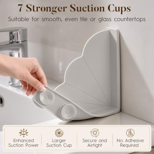 No Adhesive Silicone Splash Guard for Bathtub, 2-Pack Light Grey