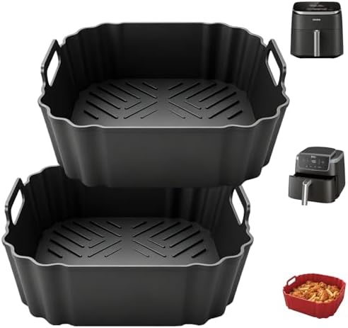 8.5 Inch Square Silicone Air Fryer Liners for Ninja AF141 AF181,2 Pack