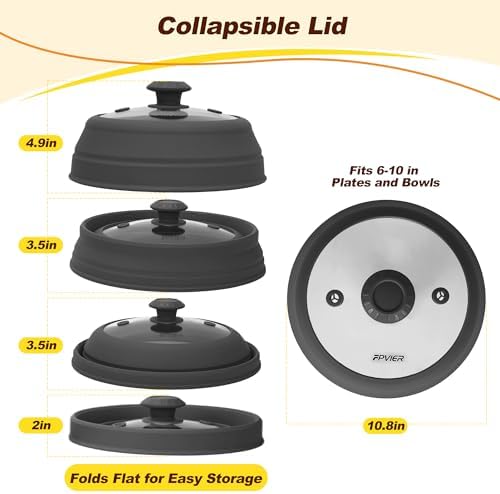 Microwave Splatter Cover, Vented Silicone & Glass Anti-Splatter Lid