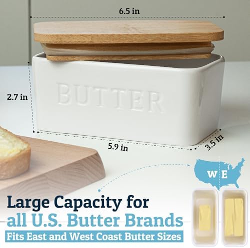 PriorityChef Extra Large Butter Dish with Lid for Countertop, Ceramic