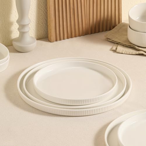 Dizada Round Serving Platters 3-Pack (12.8"/10.8"/8.8") - White