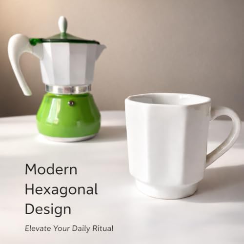 Minimalist White Ceramic Coffee Mug Set of 2 – 12 oz Modern Style Cups