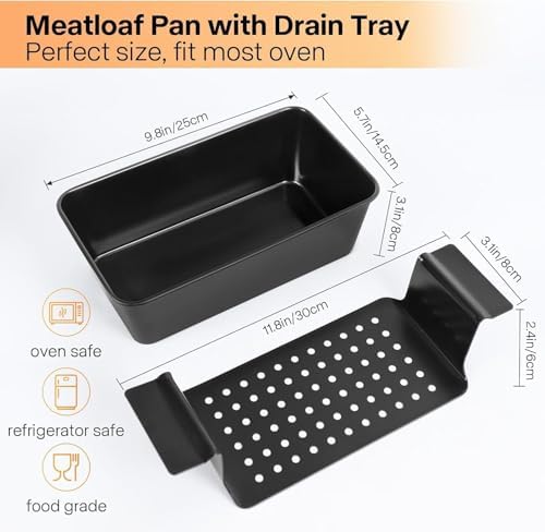 Meatloaf Pan with Drain Tray, 2 Pack Meat Loaf Pan with Drip Tray