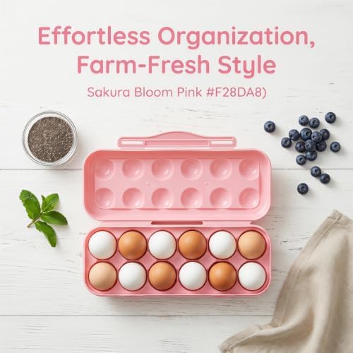 2-Piece 12-Grid Pink Egg Storage Container
