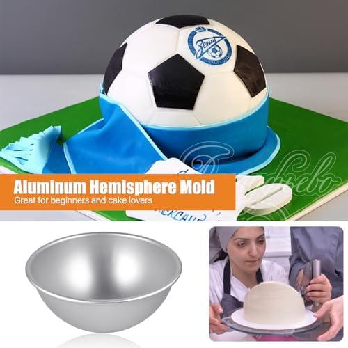 2 Pcs Hemisphere Cake Pan, 8 Inch 3D Football Cake Pan, Aluminum Half